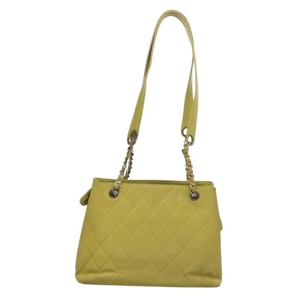 CHANEL Matelasse Chain Shoulder Bag Grained Calf Skin Green Gold CC Auth yk19052 - Picture 3 of 16